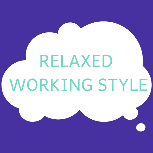 speech bubble with relaxed working style