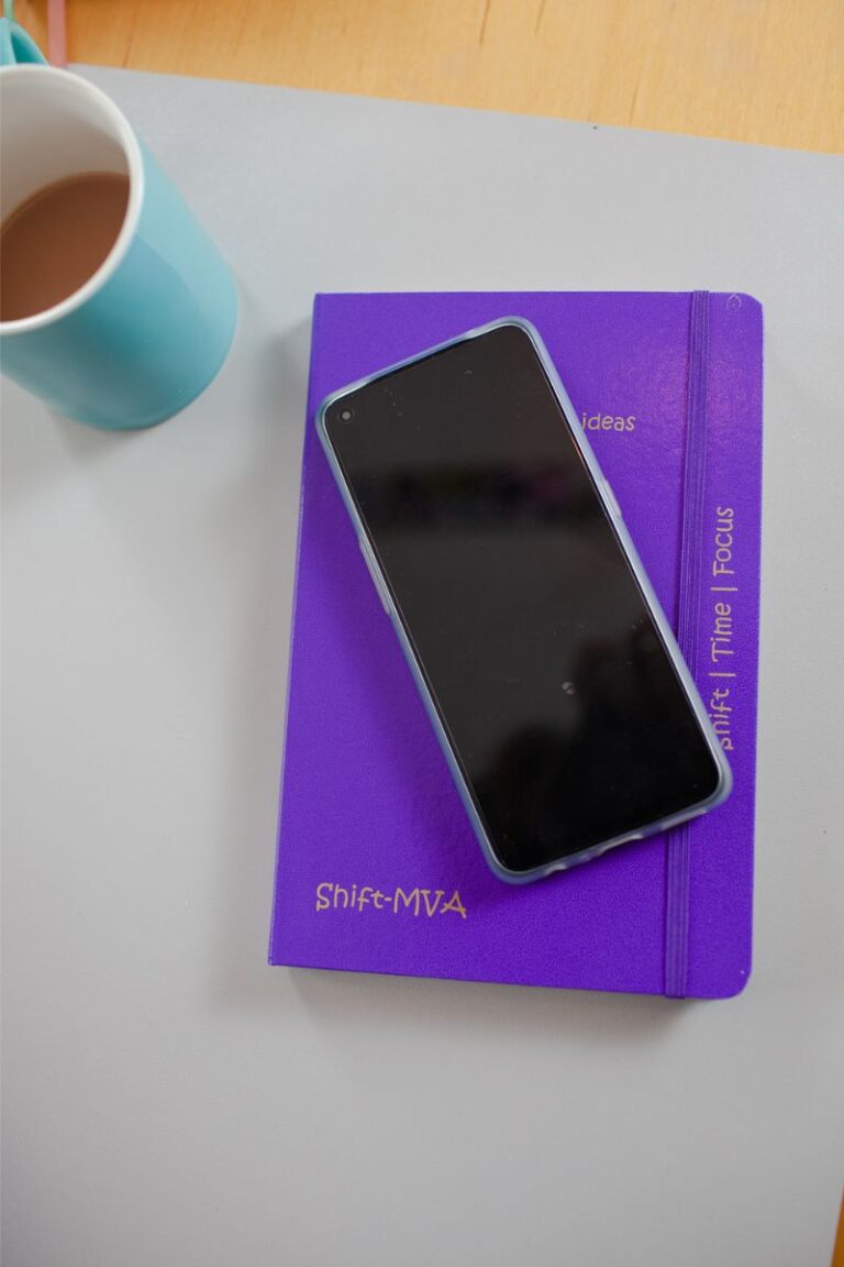 Preparing to Outsource: image of cup of tea, notepad with Shift-Time-Focus written on it with a mobile phone sitting on top